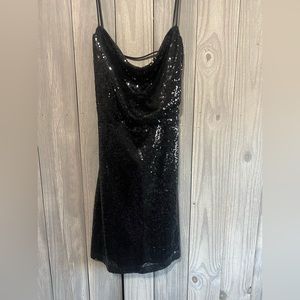 Black opened back sparkly dress, very beautiful
